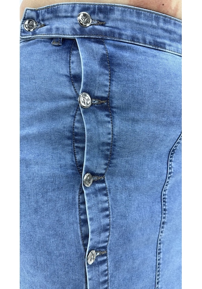 Zanessi Fashıon Büyük Beden Denim Düğmeli Kalem Etek Mavi