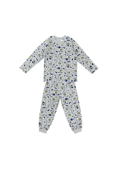 Denokids Süper Dino Erkek Bebek Gri Pijama Takımı Çok Renkli