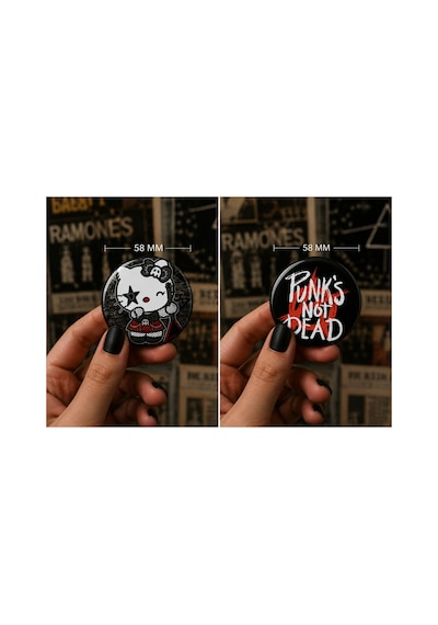 Mashspot 6'lı Rock Metal Rozet Seti 1 Punk's Not Dead, Heavy Metal, Rock & Roll Çanta Mont Ceket Aksesuar Çok Renkli