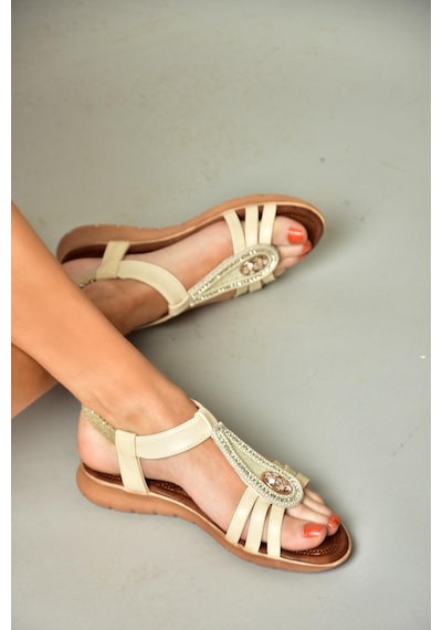 Fox Shoes S258013709 Bej Alçak Tabanlı Kadın Sandalet Bej