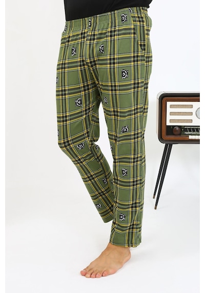 Akbeniz Erkek Ekoseli Desen Penye Tek Alt Pijama 27540 Haki