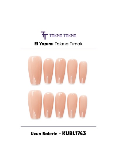 10'lu Uzun Balerin Kubl1743 Tekrar Kullanılabilir El Yapımı Protez Takma Tırnak S