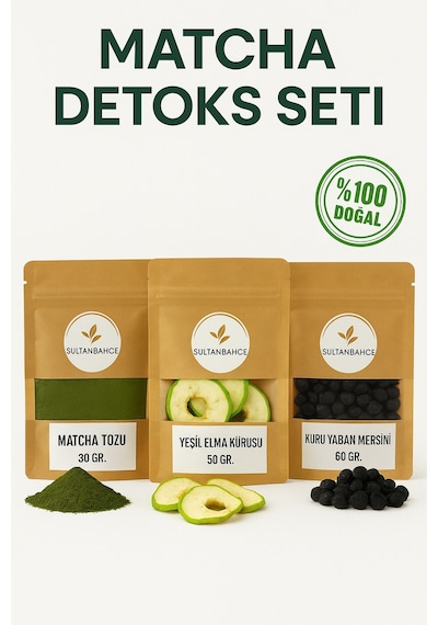 Matcha  Seti Matcha - Elma Kurusu - Yaban Mersini - Kuru Meyve  Doğal Destek