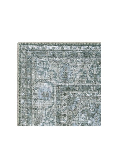 Cool Halı Private Xw Yeşil Gri Eskitme Vintage Yıkanabilir Kaymaz İnce Şönil Soft Şık Salon Halısı Gri Yeşil