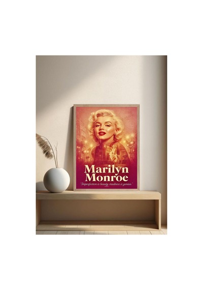 Marilyn Monroe Doğal Ahşap Çerçeveli Tek Parça Dekoratif Tablo Çok Renkli - 820357360 Çok Renkli
