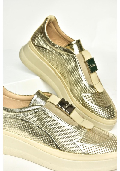 Fox Shoes U555130603 Altın Hakiki Deri Kadın Ayakkabı Altın-hakiki Deri Altın