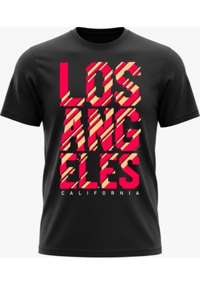 Urbantrendstore Unisex Los Angeles Yazılı Oversize Fit Rahat Geniş Salaş T-shirt Günlük Tişört Siyah