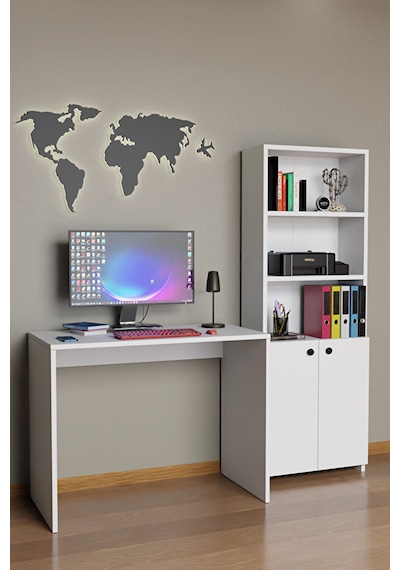 Çok Amaçlı 2 Kapaklı Kitaplıklı Çalışma Masası - Ev Ofis Öğrenci Bilgisayar Ders Çalışma Masası Ofis Masası Beyaz Çok Amaçlı 2 Kapaklı Kitaplıklı Çalışma Masası - Ev Ofis Öğrenci Bilgisayar Ders Çalışma Masası Ofis Masası Beyaz