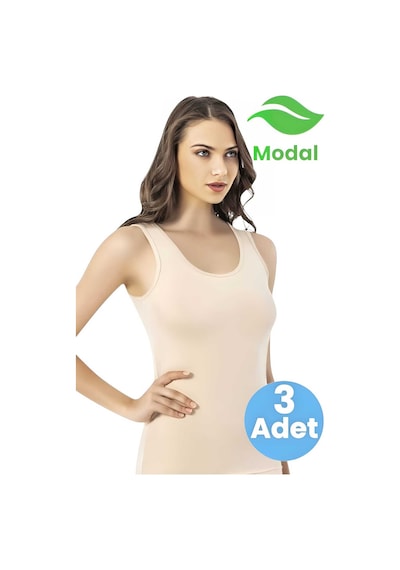 Tezzgelsin Kadın 3lü Geniş Askılı Modal Atlet Ten Rengi