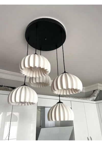 Solis Modern 5 Li Sarkıt Avize Salon Ve Mutfak Aydınlatması Şık Bohem Tarz Nestvibe Siyah
