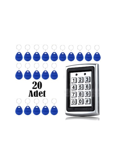 Rfid Şifreli Kapı Kilidi Kartlı Geçiş Metal +20 Ad Manyetik Anaht
