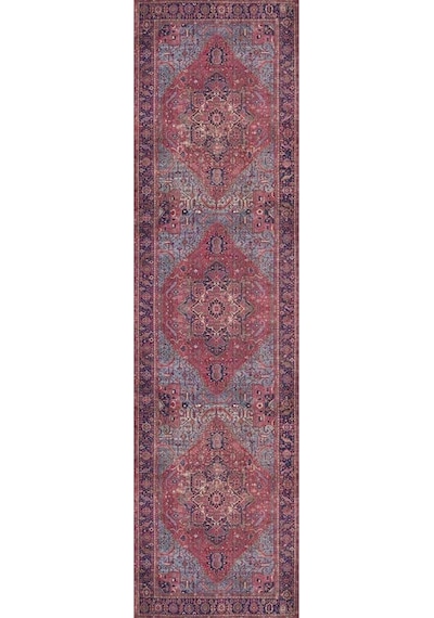Blues Vintage Desenli Dokuma Taban Dekoratif Bordo Halı (Al 162)