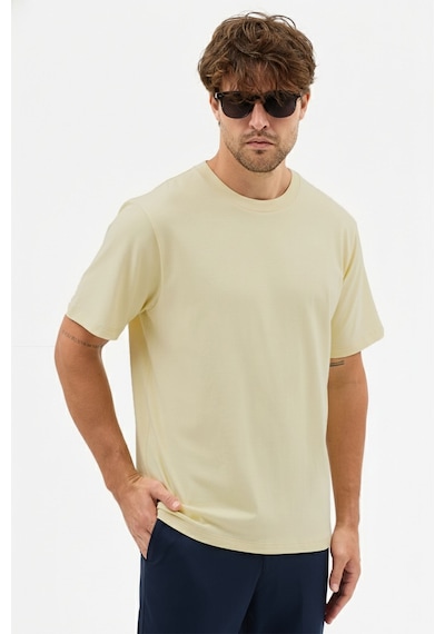 Goffra Erkek Premium Kalite Yoğun Dokulu Pamuklu T-shirt Açık Sarı M101-r0220-03 Açık Sarı
