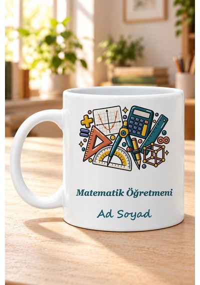 Matematik Öğretmeni İsimli Baskılı Beyaz Kupa