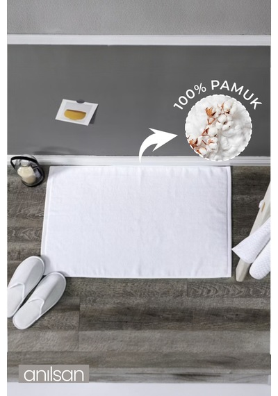 Düz Beyaz Ayak Havlusu - 50x70 Cm, 300 Gr, %100 Pamuk, Spa Ve Otel Banyo Paspası, Günlük Kullanıma Uygun Beyaz