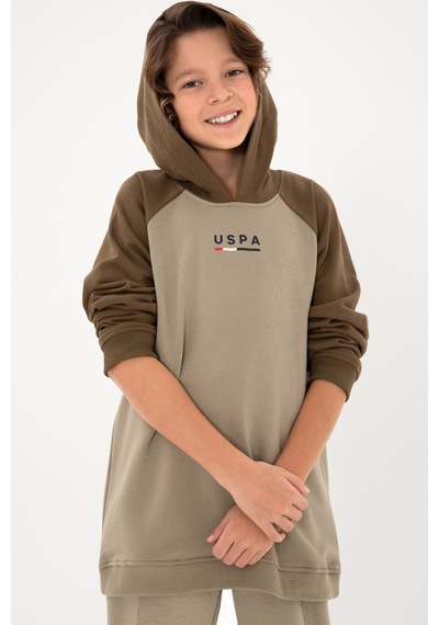 U.S. Polo Assn.  Erkek Çocuk Açık Haki Kapüşonlu Sweatshirt 50293495-VR183
