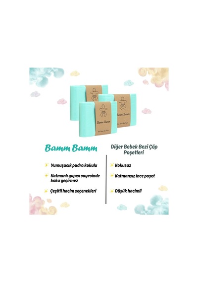 Kirli Bebek Bezi Çöp Kovaları İle Uyumlu Bebek Bezi Çöp Poşeti 3 Paket