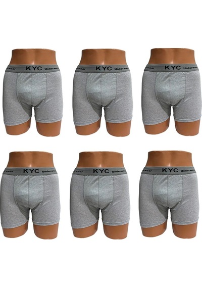 Kyc Shopping 6 Adet Gri Renk Pamuklu Likralı Penye Esnek Kumaş Boxer Gri
