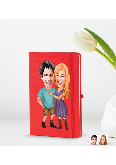 BK Gift Kişiye Özel Sevgililer Karikatürlü 2’li Defter Seti, Sevg