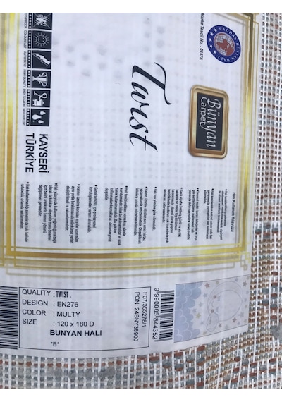 Bünyan Halı Twist 276 Serisi Oturma Salon Yatak Çocuk Odası Halısı 120x180 Çok Renkli