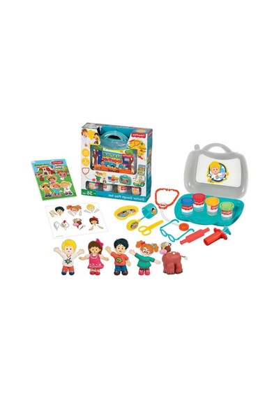 Little People Çantalı Doktor Muayene Seti Ve 4 Renkli Oyun Hamuru Çok  Renkli