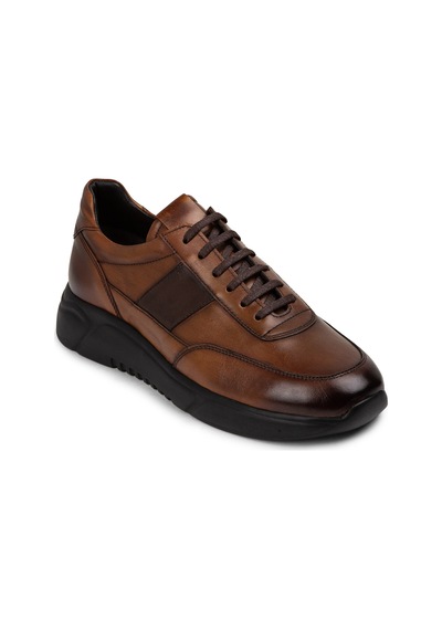 Deery Hakiki Deri Taba Rengi Erkek Sneaker Ayakkabı - 01963Mtbae02 Taba