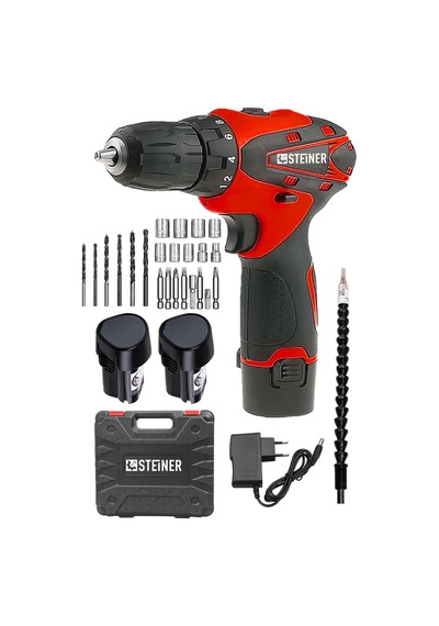 Steiner Alman Titan 36 V Sjs Çift Metal Şanzuman Çift Akülü Şarjlı Vidalama Matkap + 24 Parça Set