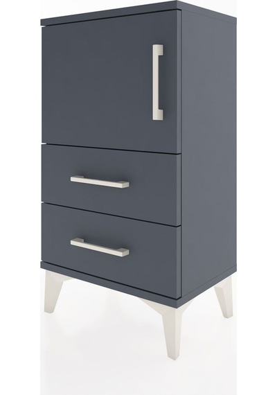 Arges Komodin 2 Raflı 2 Çekmeceli Tek Kapaklı 44x30x80 Antras... Antrasit