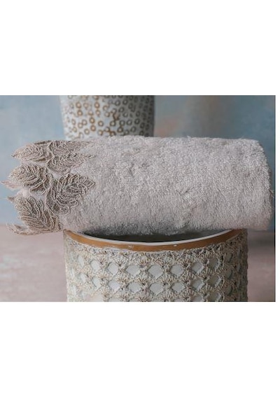 Leydi Home Yaprak Dantelli Bej Havlu 50x90 Cm Bej