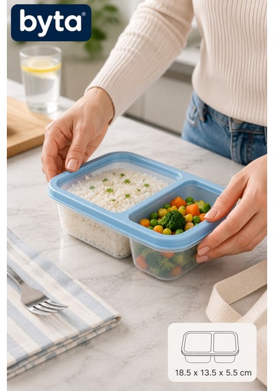 850 Ml İki Bölmeli Beslenme Kabı Sızdırmaz Kapaklı Lunch Box, Bpa İçermez Karışık Renk Gönderim Mavi