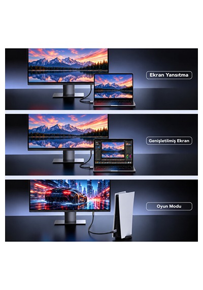Yumıkra Hdmı 2.1 Kablo, 8k 60hz, 4k 240hz, 48 Gbit/s, Hdmı Sertifikalı, Alüminyum Gövde - 1 Metre