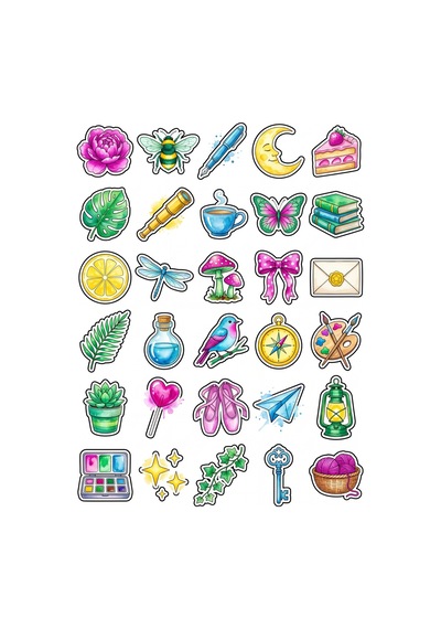 Pastel Estetik Boya Sticker Seti 150 Adet - 5'li Mega Paket - Laptop Defter Ajanda Etiketi Çok Renkli