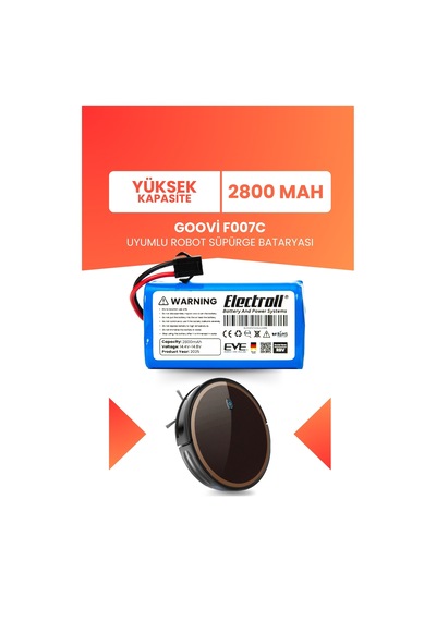 Goovi F007c Uyumlu Batarya Yüksek Kapasite 2800mah Pil Robot Süpürge Bataryası
