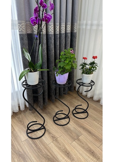 Modern Style Home 3 Lü Saksılık Çiçeklik Siyah