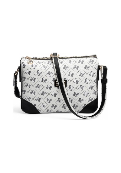 Silver & Polo Silver Polo Beyaz - Siyah Monogram Kadın Çapraz Çanta Sp784