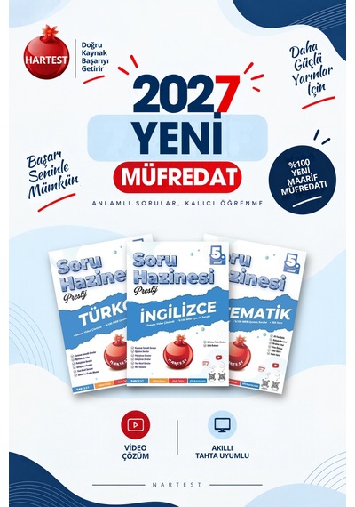 Nartest Yayınevi 2027 5. Sınıf Türkçe + İngilizce + Matematik Yeni Müfredat Bağlam Temelli Soru Hazinesi Seti 3 Kitap