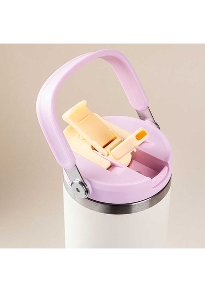 Pembe Paslanmaz Çelik Katlanır Pipetli Termos Bardak 1.2l - 2 Lila