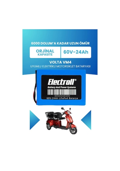 Volta Vm4 Uyumlu Batarya Lifepo4 60v 24ah