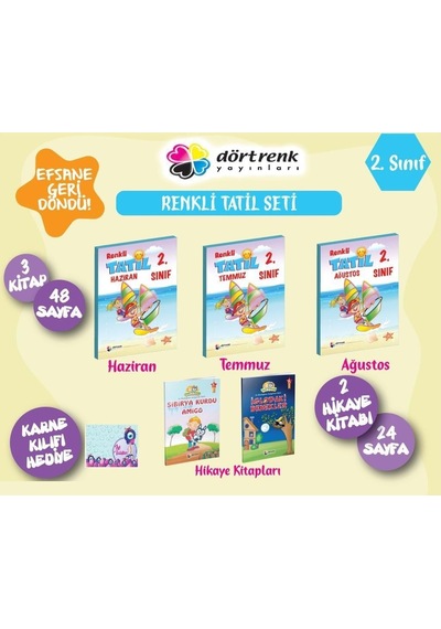 Dörtrenk 2. Sınıf Yaz Tatil Kitabı Seti 6 Parça