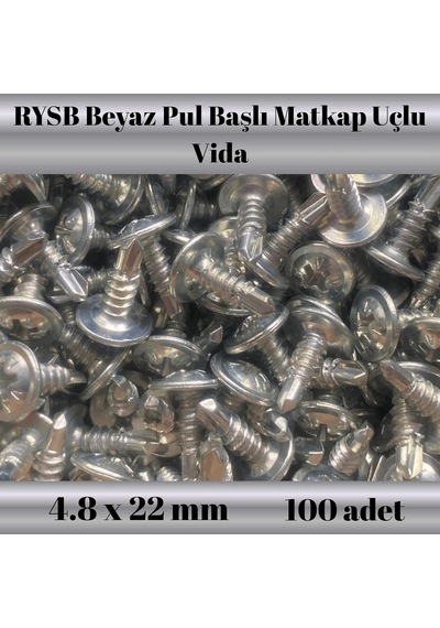 Rysb 4.8x22 Mm 100 Adet Beyaz Pul Başlı Matkap Uçlu Vida Otomatik Vida