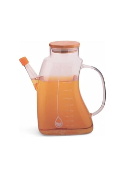 1000ml Bambu Kapaklı Cam Yağlık Ve Sirkelik Dayanıklı Ve Şeffaf Sıvı & Mutfak İçin Hassas Sıvı Ölçüm Ve Saklama Çözümü 1000ml - Cam Sürahi Sıvı Ölçü Kabı
