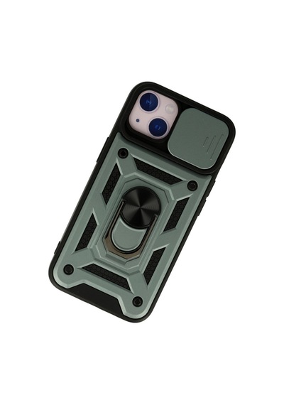 Apple iPhone Uyumlu,  13 Kılıf Pars Lens Yüzüklü Silikon - Yeşil