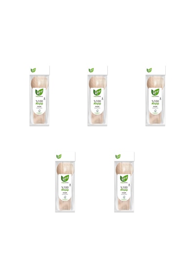 Roll-up Doğaya Dönüş Ekolojik Doğal %100 Ahşap Kaşık - Kalınlık : 1.8 Mm - 16 Cm. - 8'li 5 Paket Ahşap