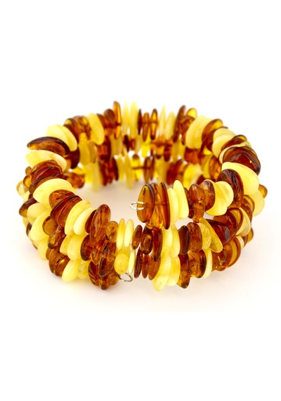 Kehribar Bileklik Amorf Tasarım Ambergold Blk23-126 Çok Renkli