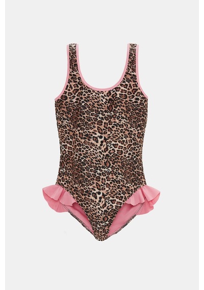 Amarelle Capetown Leopar Desenli Fırfırlı Çocuk Mayosu Leopar