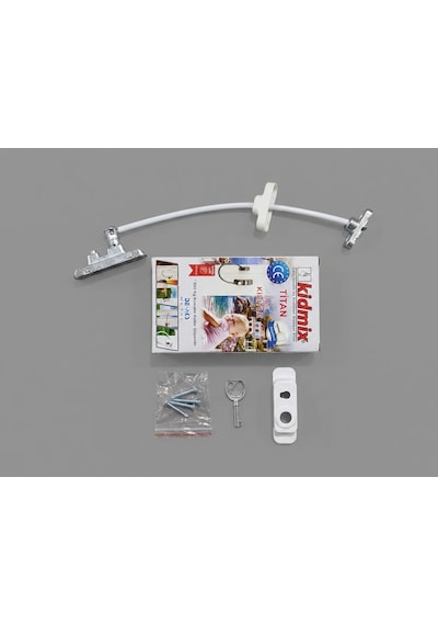 Kidmix Titan Çelik Halatlı Kablolu Pvc Kapı Pencere Emniyet Çocuk Güvenlik Kilidi 1 Adet Beyaz