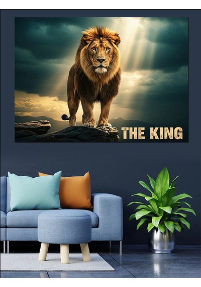 Aslan "the King" Yazısı Dekoratif Kanvas - Mdf Ahşap Tablo