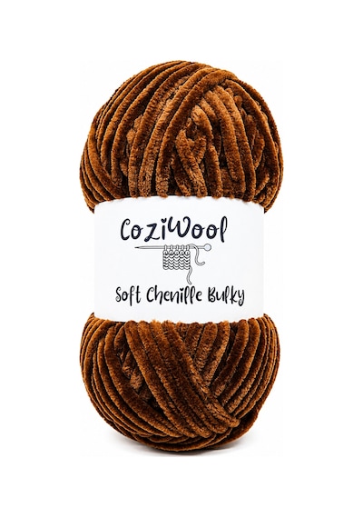 Kadife İp Soft Chenille Bulky 5'li Paket 5x100 Gr 120 Mt El Örgü İpi Kahverengi - 875823131