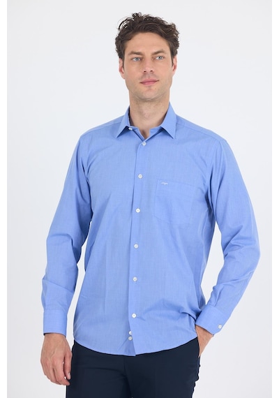 İmza Mavi Uzun Kol Pamuklu Basic Comfort Fit Gömlek 1004250002 Koyu Mavi