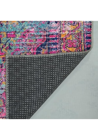 Lane Kadife Pamuk Tabanlı Yıkanabilen Kaydırmaz Antibakteriyel Salon Halısı 140x200 Çok Renkli